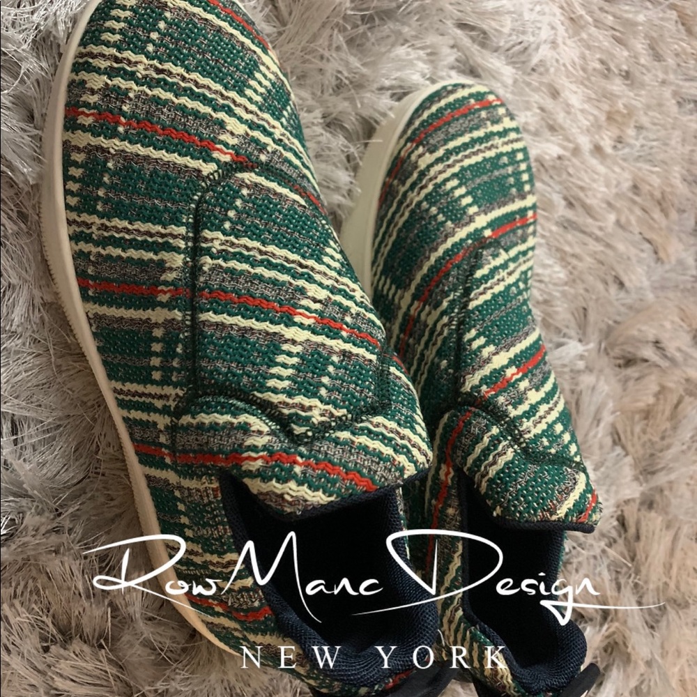 2014SS Love Life Plaid Tweed Slip-on Sneakers - Picture 4 of 5